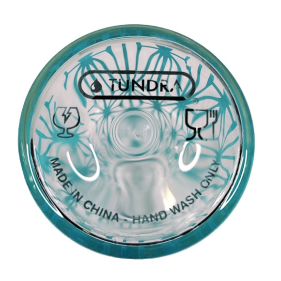 Tundra Glass Water Bottle Lid 17oz & 2 Aqua Blue Abstract Tall Shot Bar Glasses - Picture 4 of 7